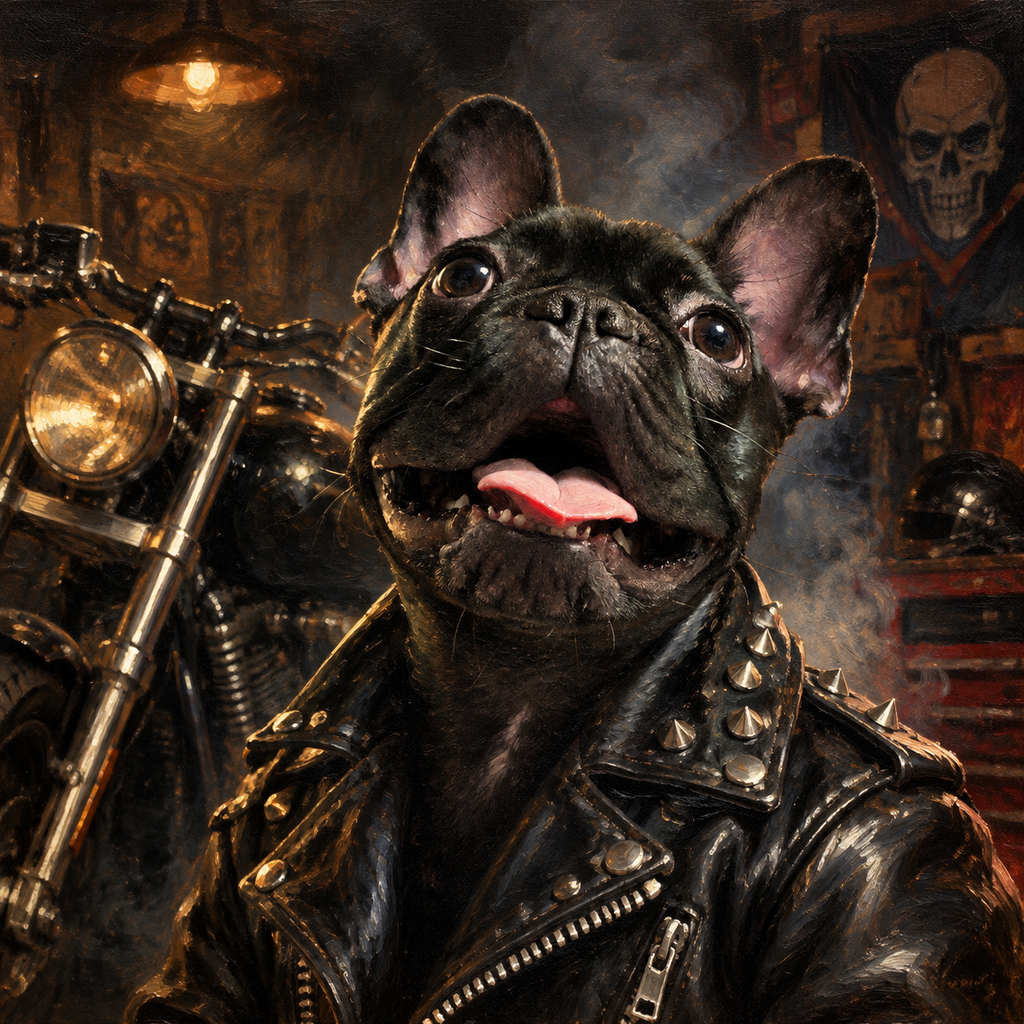 Biker Boss — regal pet portrait sample