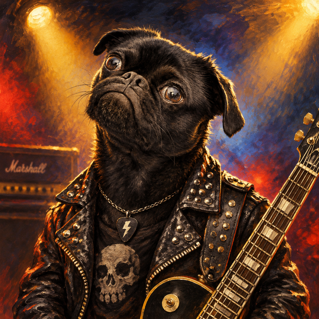 The Guitarist — regal pet portrait sample